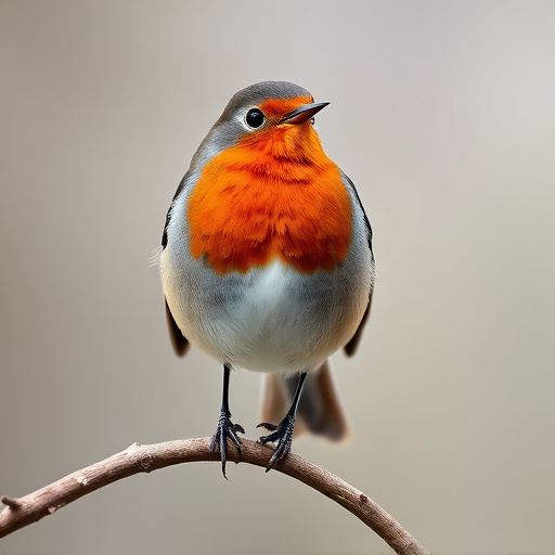 Robin with bright red breast perched