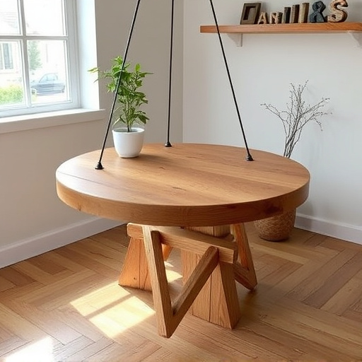Round hanging table with suet blocks