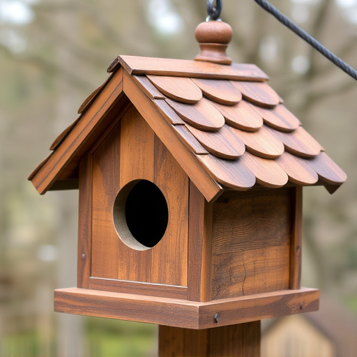 Rustic bird box with roof shingles