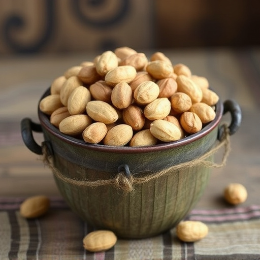 Rustic container filled with bird peanuts