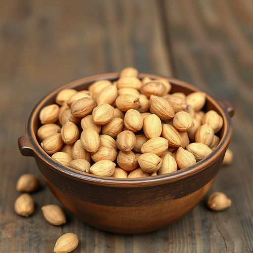 Rustic container filled with bird peanuts