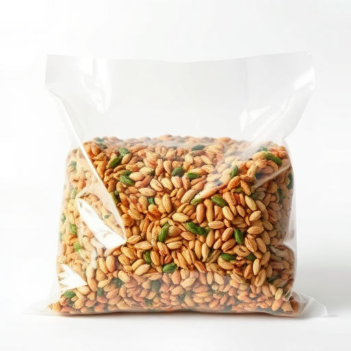 Seed mix in transparent plastic bag