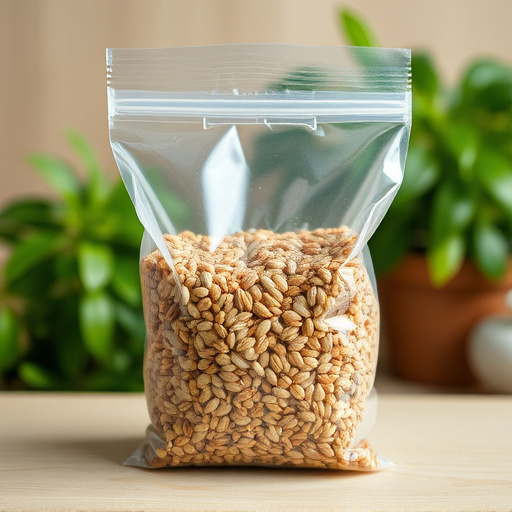 Seed mix in transparent plastic bag