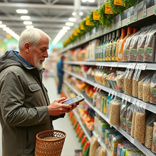 Shopper comparing bird seed prices