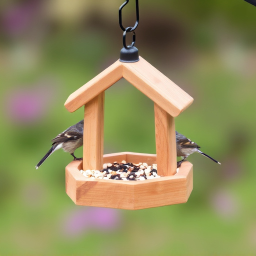 Small bird feeding platform with seed tray