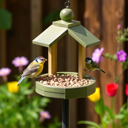 Small bird-friendly garden feeding station