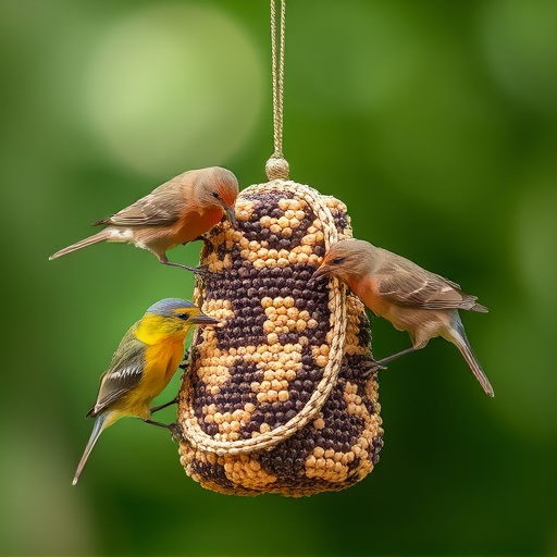 Small birds feeding on seed assortment