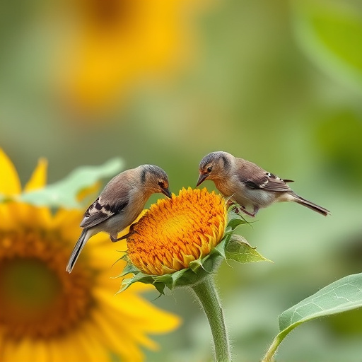 Small birds feeding on sunflower hearts