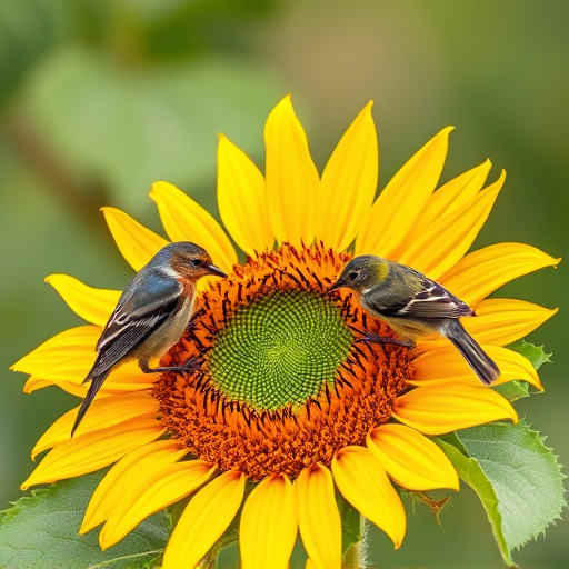 Small birds feeding on sunflower hearts