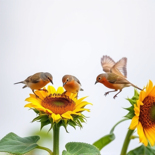 Small birds feeding on sunflower hearts
