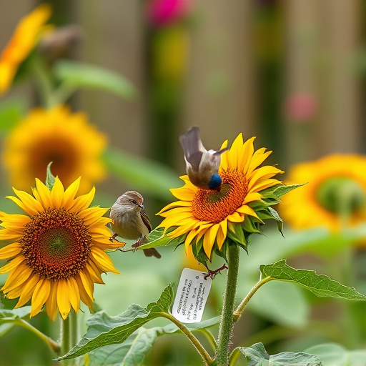 Small garden birds eating sunflower hearts