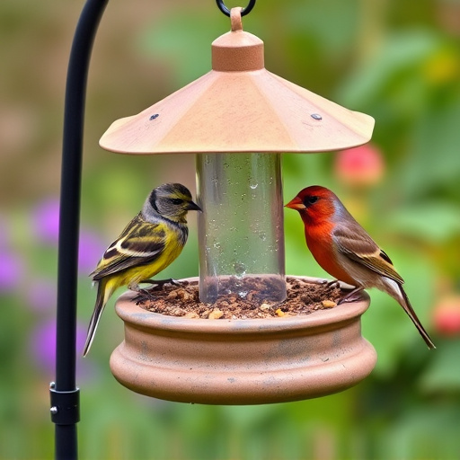 Small garden birds feeding on no-mess mix