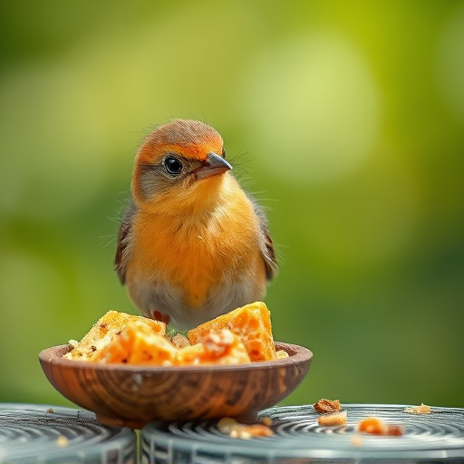 Soft food offered to young bird