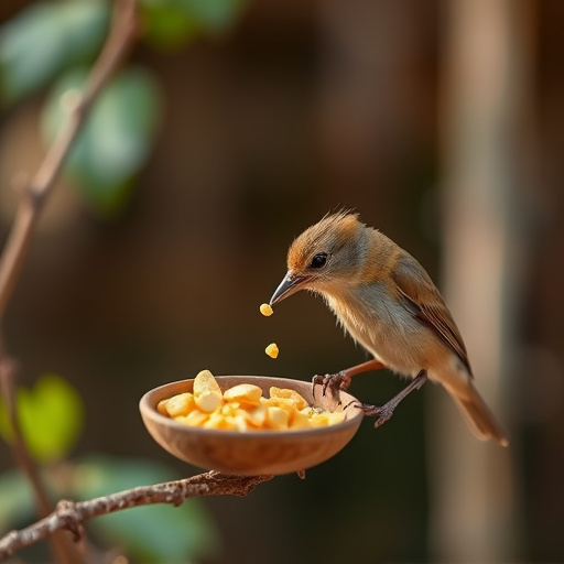 Soft food offered to young bird