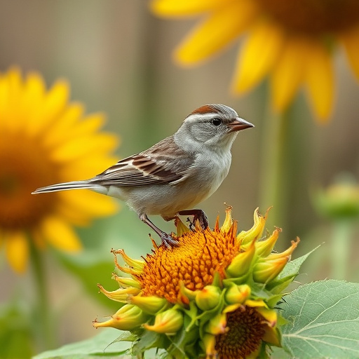 Sparrow enjoying sunflower hearts in garden