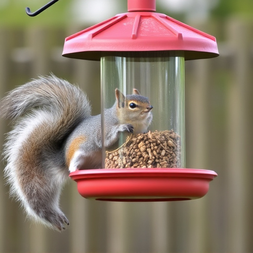 Squirrel-proof bird feeder in backyard