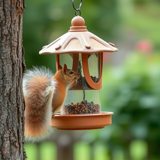 Squirrel-proof bird feeder in backyard
