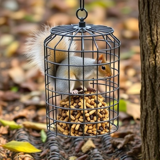 Squirrel-proof cage over ground bird feed