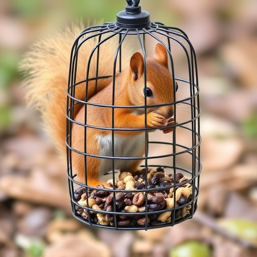Squirrel-proof cage over ground bird feed