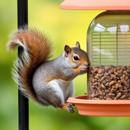 Squirrel trying to access secured feeder