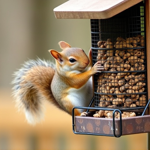 Squirrel trying to access secured feeder