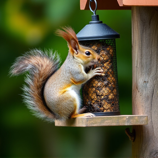 Squirrel trying to access secured feeder