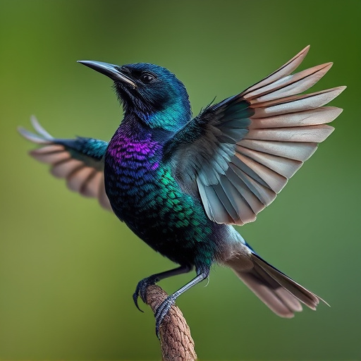 Starling displaying iridescent feathers