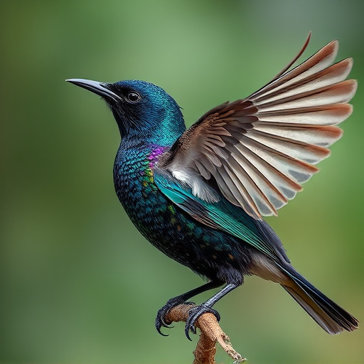 Starling displaying iridescent feathers