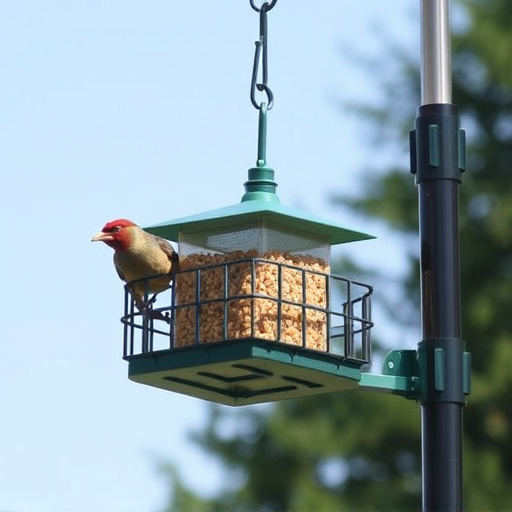Sturdy feeder mounted on pole guard
