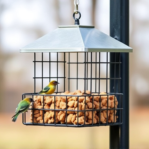 Sturdy feeder mounted on pole guard