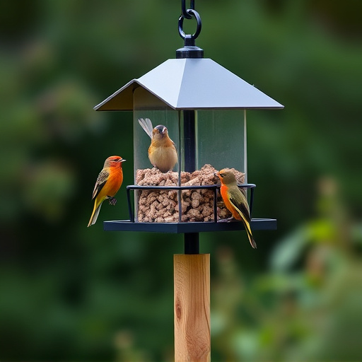 Sturdy UK-designed feeder on wooden pole