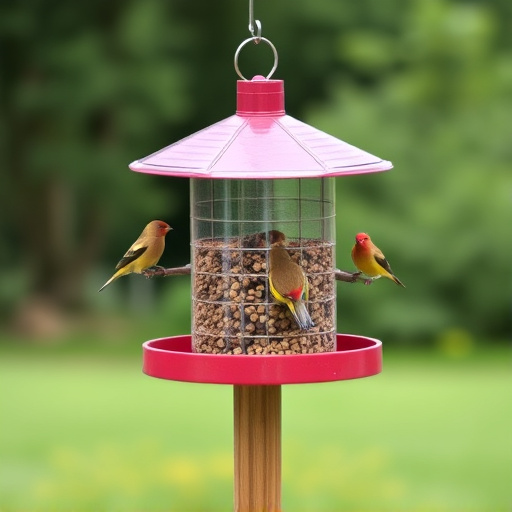 Sturdy UK-designed feeder on wooden pole
