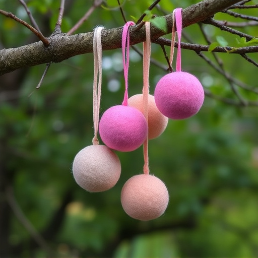 Suet balls dangling from tree branch