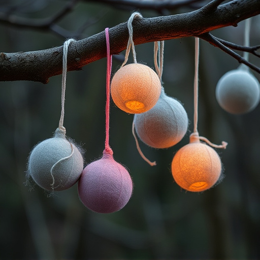 Suet balls dangling from tree branch
