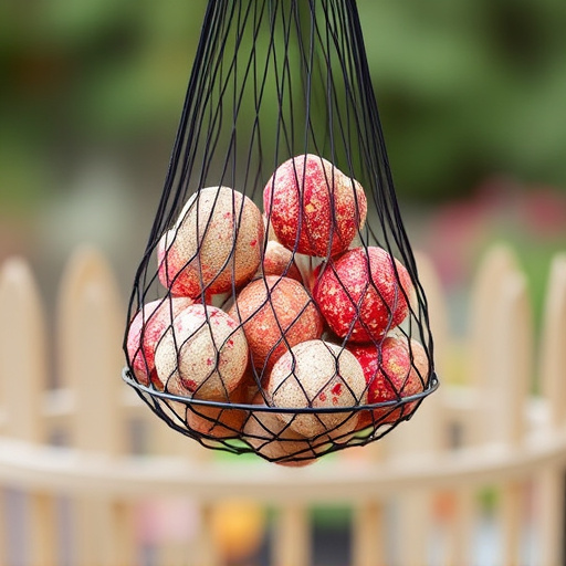 Suet balls in mesh feeder hanging