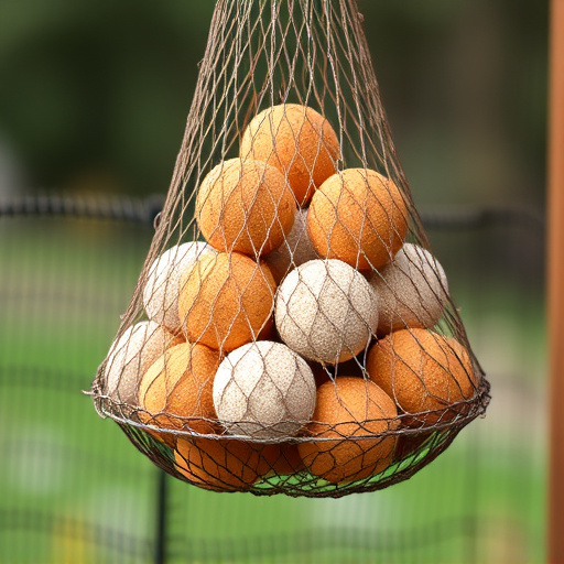 Suet balls in mesh feeder hanging