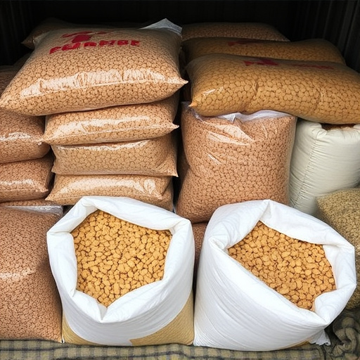 Suet pellets in large storage bags