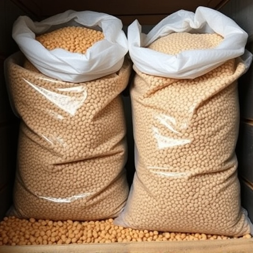 Suet pellets in large storage bags