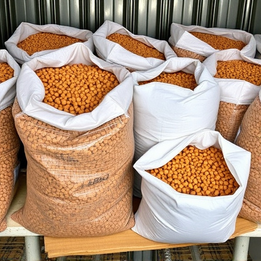 Suet pellets in large storage bags