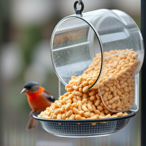 Suet pellets poured into bird feeder