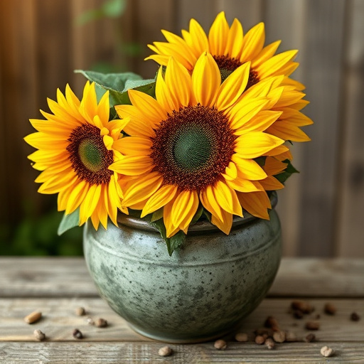 Sunflower hearts in rustic seed container