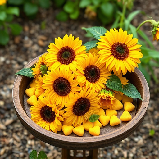 Sunflower hearts poured into bird table tray