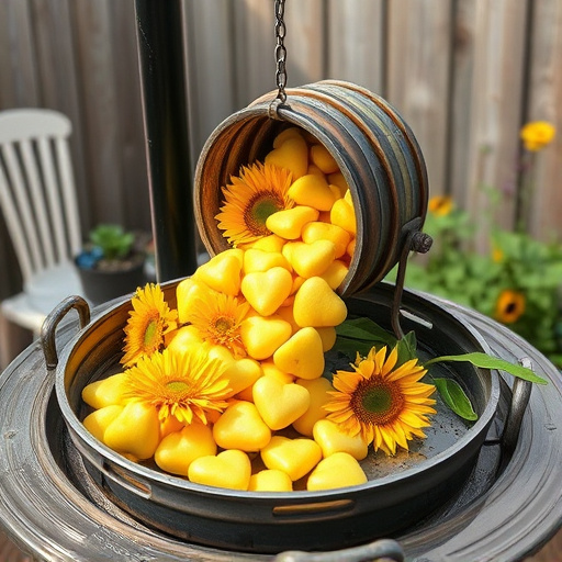 Sunflower hearts poured into bird table tray