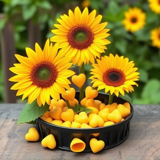 Sunflower hearts poured into bird table tray