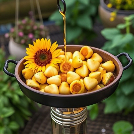 Sunflower hearts poured into bird table tray