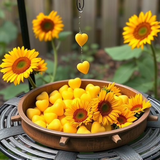 Sunflower hearts poured into bird table tray