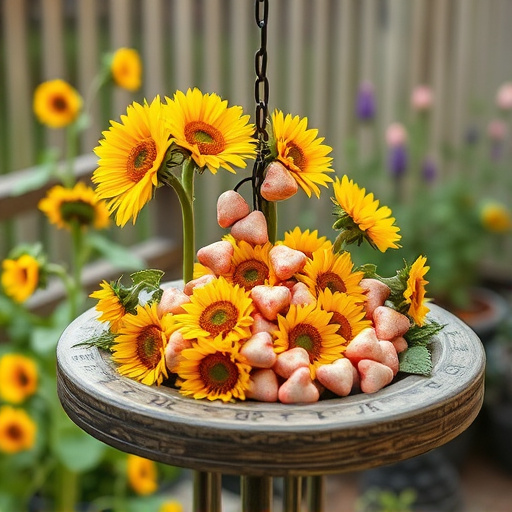 Sunflower hearts poured into bird table tray