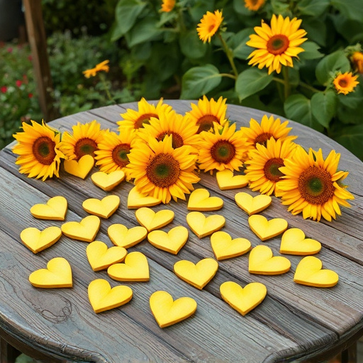 Sunflower hearts scattered on garden table