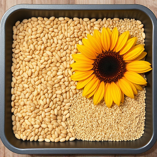 Sunflower seeds and millet in tray
