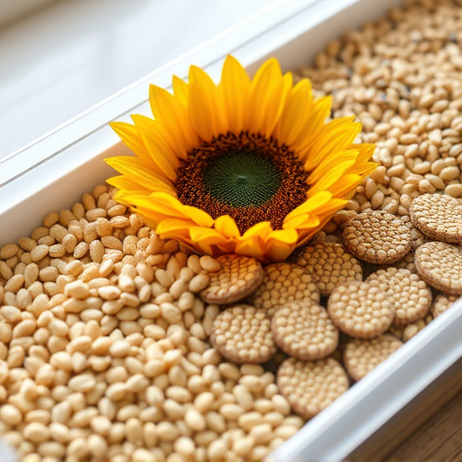 Sunflower seeds and millet in tray